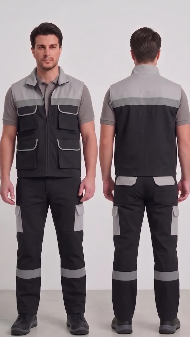 İş yeleği-pantolon takımı #03 — harman gabardin 245 g/m² full likralı, İLKETEKS Denizli üretim