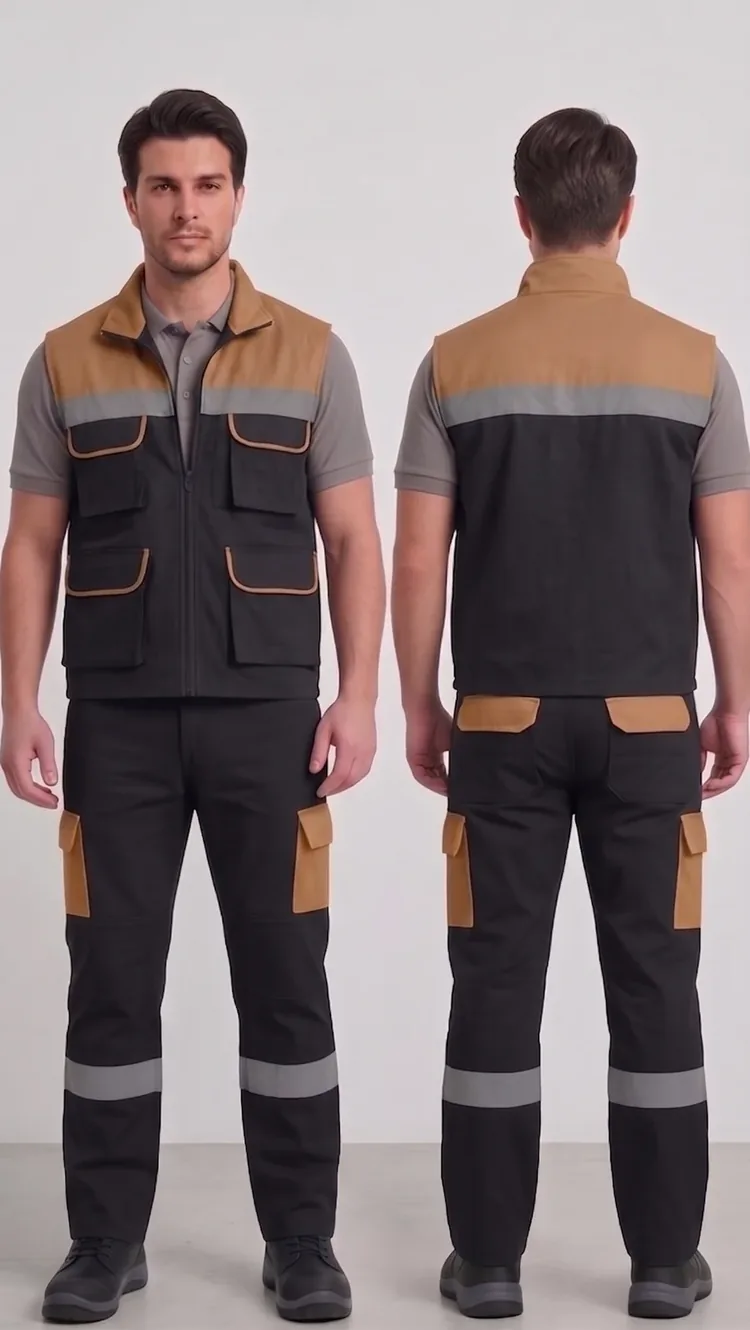 İş yeleği-pantolon takımı #15 — harman gabardin 245 g/m² full likralı, İLKETEKS Denizli üretim
